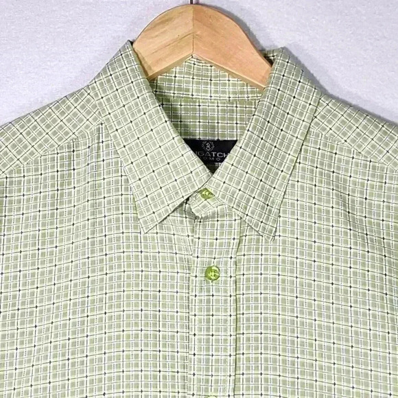 BUGATCHI Men's Dress Shirt XL Long Sleeve Woven Plaid Green - Picture 2 of 16